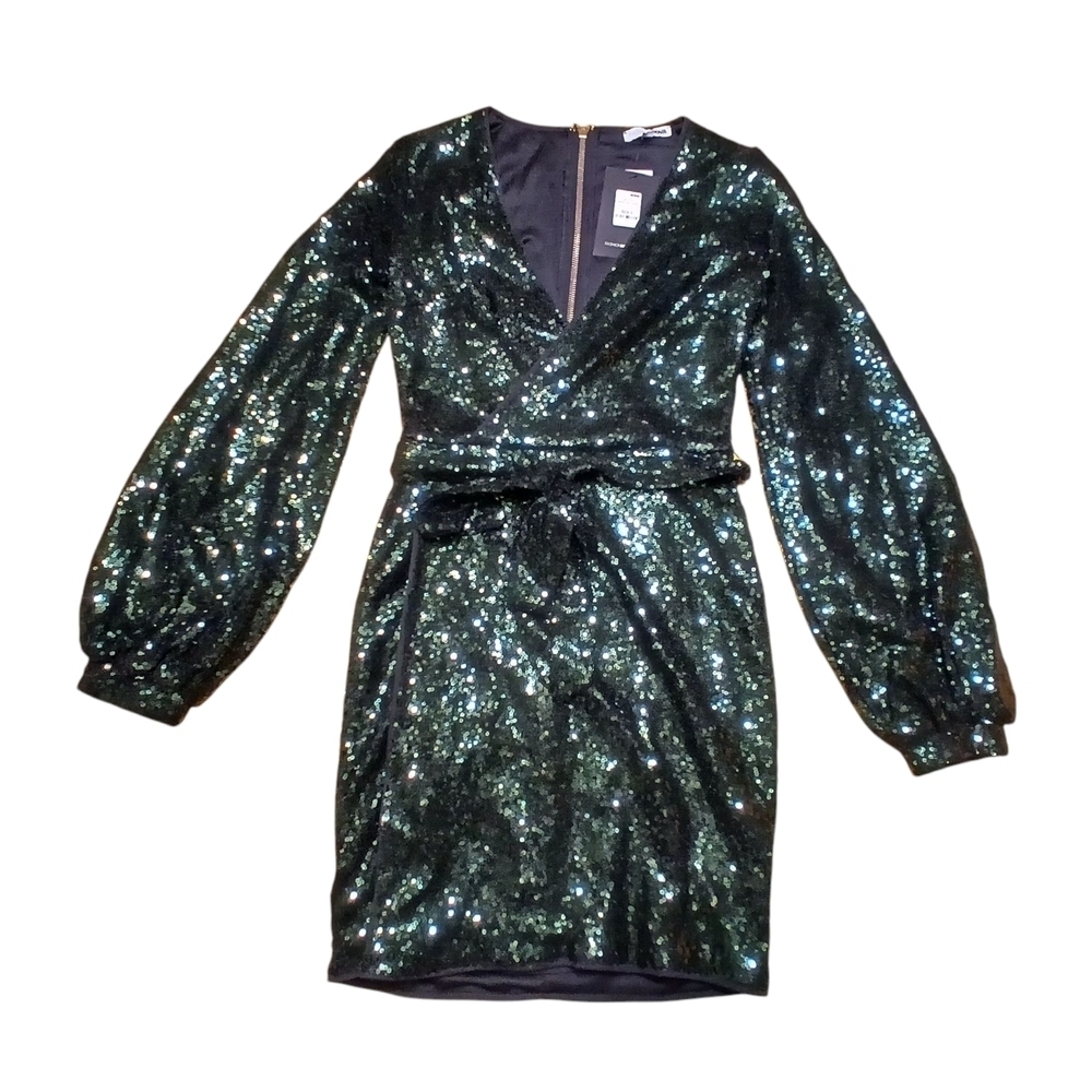 Fashion Nova Green Sequin Mini Dress NWT Size S